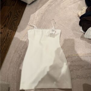 LACE TRIM FITTED DRESS White Ref 3067/349